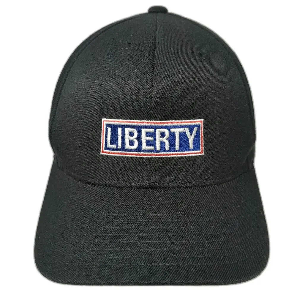 Port Authority Baseball Cap Black XL Liberty Logo Flexfit Wool Blend Hat
